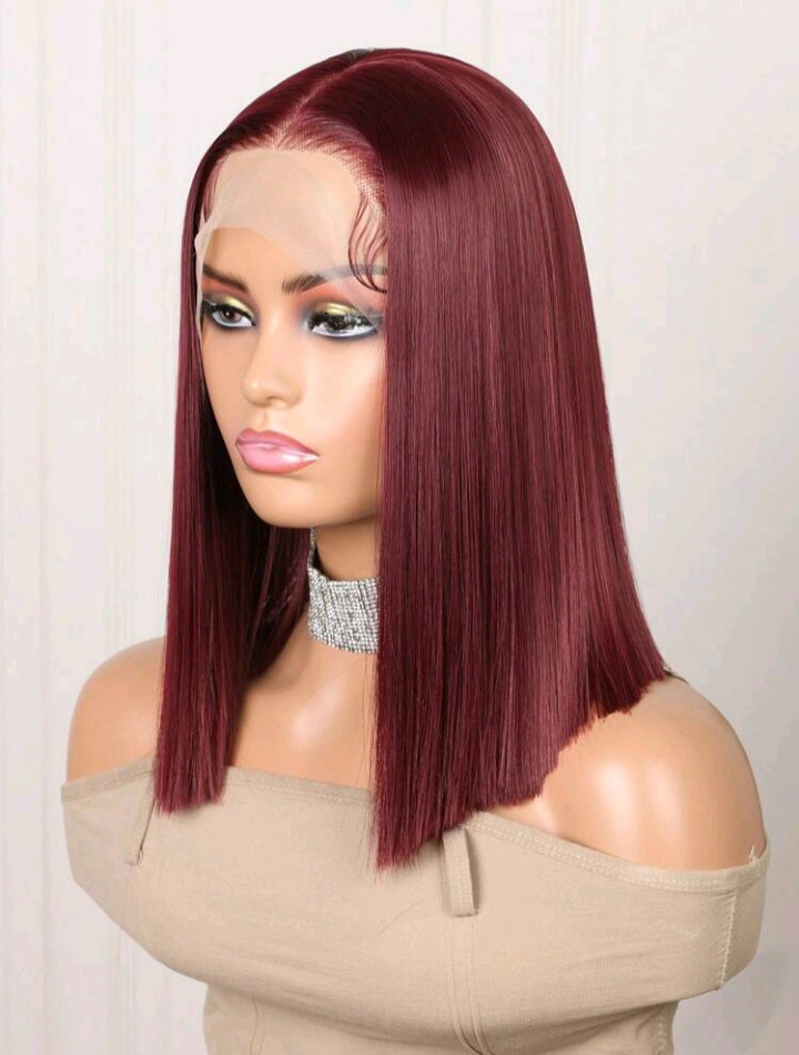 Burgundy Lace Front Wig(human blend)