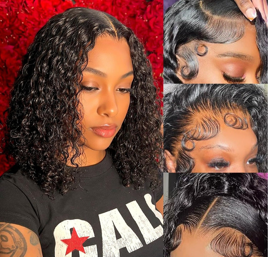 5*5 gluess glueless curly wig human hair